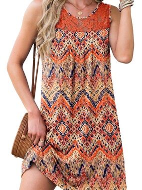 Womens Lightweight Sleeveless Summer Dress in floral boho print